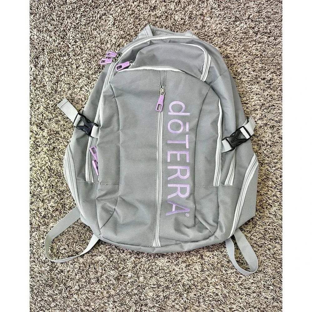 doTERRA Back Pack Large Compartment Gray Purple‎
